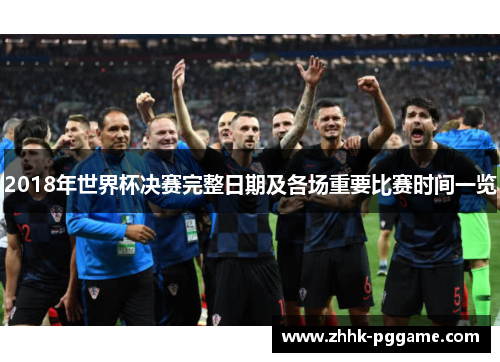 2018年世界杯决赛完整日期及各场重要比赛时间一览