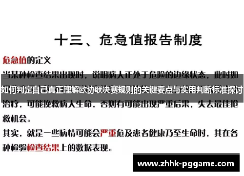 如何判定自己真正理解欧协联决赛规则的关键要点与实用判断标准探讨